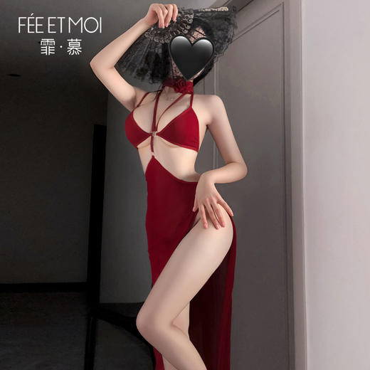 【情趣内衣】霏慕 迷迭花漾挂脖网纱睡裙6526 商品图2