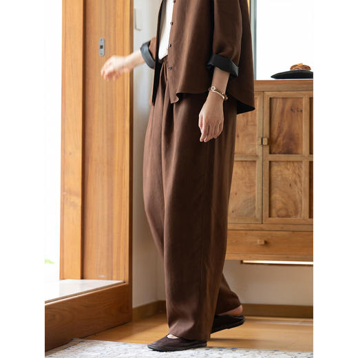 牧衣游原创 重磅18姆米莨染香云纱裤子新款宽松百搭真丝长裤 诩语 商品图3