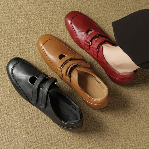 【预售5天】春秋软底圆头复古百搭浅口内增高小皮鞋SSS&S9730 商品图1