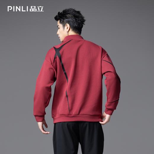 PINLI品立2025秋季新款潮牌高领拉链宽松卫衣男撞色复古休闲上衣B253109011 商品图2
