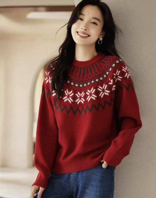 【孤品捡漏】G47红色圣诞氛围感针织毛衣-喜出 商品图0