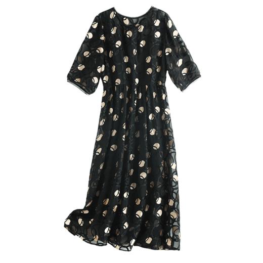 【帕罗】B3F | 100%桑蚕丝黑白波点连衣裙 商品图3