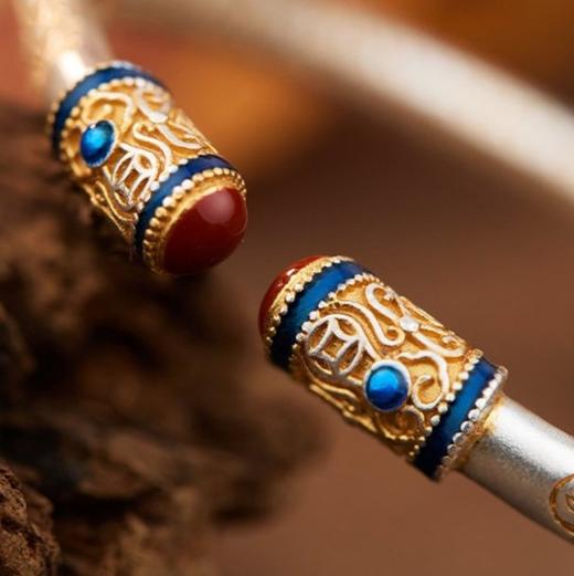 「中国黄金」999足银镶玉手镯国风系列 | 银镯映秋，腕间藏东方骨相，福泽伴身 商品图4