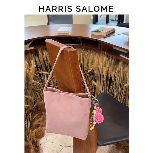 （小眠专属）Harris Salome复古羊猄皮单肩水桶包 商品图4