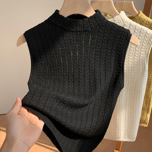 X5X2596-LY吊带背心女2025新款欧货女装气质立领无袖针织打底衫内搭坎肩上衣 商品图3