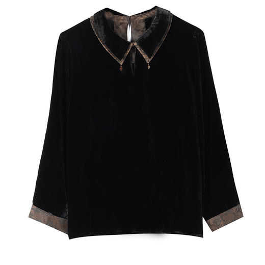 A9631真丝绒上衣女2023新款高端大码真丝丝绒品牌金丝绒高贵洋气 商品图4