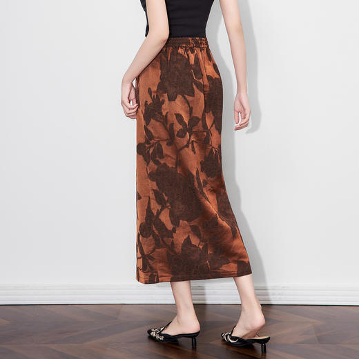 南油轻奢重工天丝提花，新中式半身裙包臀开叉中长WLZD-2511704 商品图1