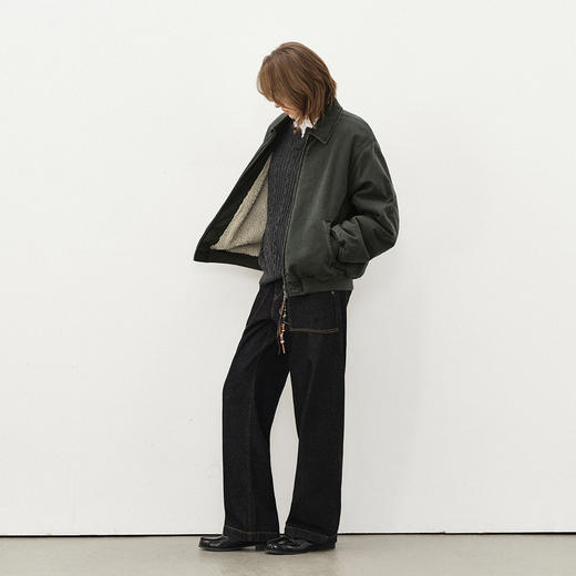 714street水洗做旧纯棉帆布翻领夹克2025秋冬季复古羊羔绒外套男 商品图2