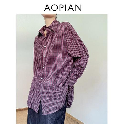 奥篇【红蓝CP】文艺复古经典格子控 宽松休闲百搭舒适格纹衬衫 商品图1
