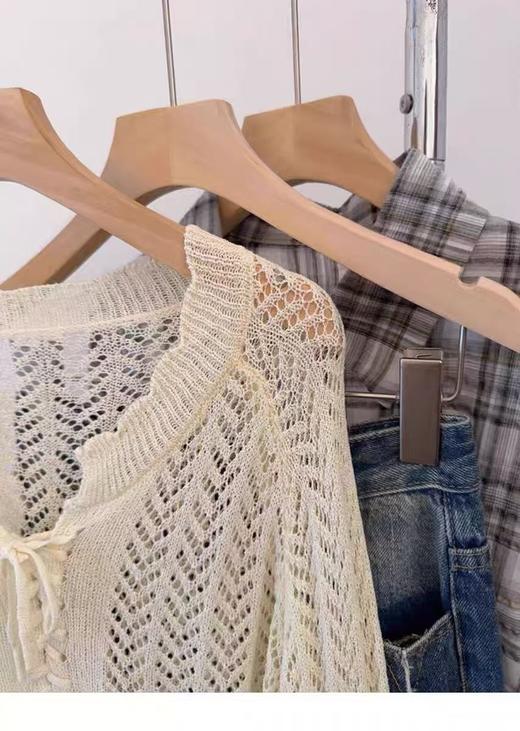 【孤品捡漏】G23浅黄编织系带镂空针织衫-喜出 商品图2