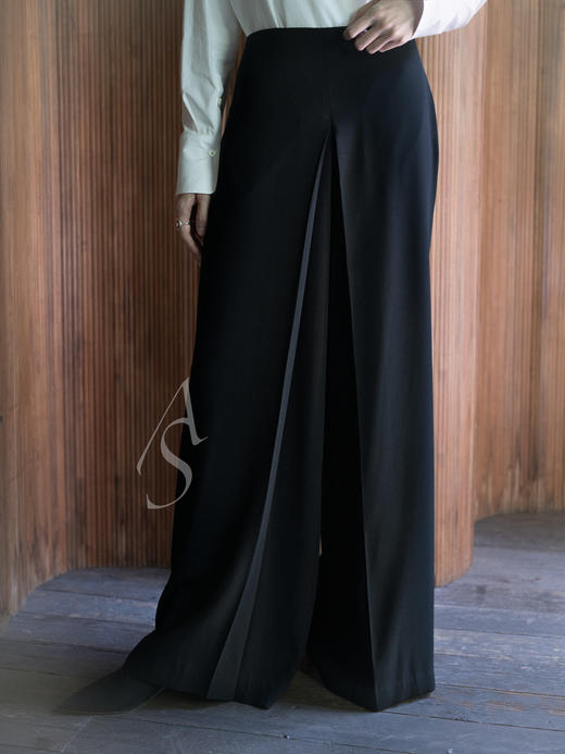 Ashlyn 黑色Emerson藏褶长裤 商品图3