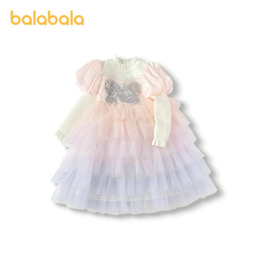 巴拉巴拉女童公主裙网纱连衣裙秋冬蛋糕裙珠片洋气甜美时尚泡泡袖 商品图4