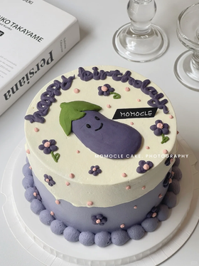 jellycat紫色茄子卡通手绘蛋糕-低糖处理无添加