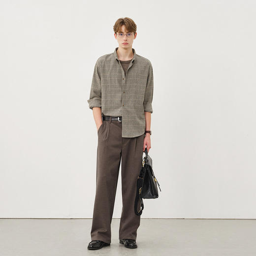 714street老钱风千鸟格格子衬衫男2025秋抗皱易打理长袖衬衣外套 商品图2