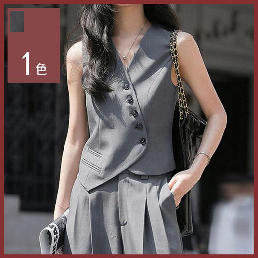 馥迦高级感显瘦无袖西装马甲 商品图0