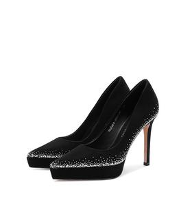 诺贝达轻奢水钻高跟鞋晚宴婚礼优雅婚鞋尖头细跟浅口单鞋