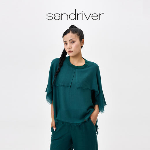 羊绒圆领斗篷式女上衣  SJF18W320C 商品图0