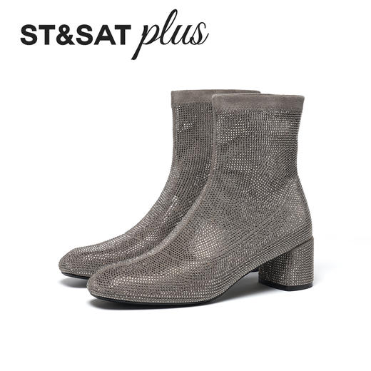 星期六吸睛满钻粗跟时装短靴SSD4116576 商品图6