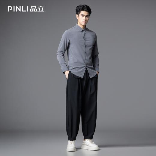 PINLI品立2025秋季新品男士细条纹长袖衬衫商务休闲打底百搭衬衣GD253113033 商品图1