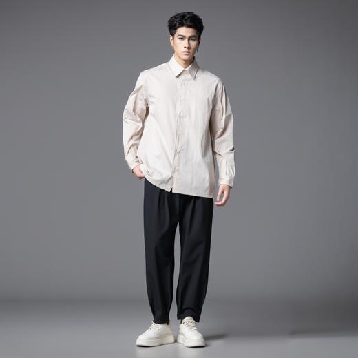 PINLI品立2025秋季新款潮牌宽松长袖衬衫男百搭休闲衬衣防晒外套GD253113067 商品图4