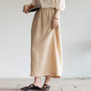 牧衣游原创 炒色棉麻净色半裙松紧腰百搭宽松休闲直筒半身裙 流芳 商品缩略图0