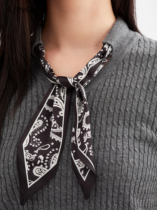 【优雅知性】阿菁娜智雅丝巾领桑蚕丝针织衫F30Q302037 商品图4