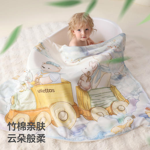 贝肽斯儿童浴巾超软新生婴儿全棉带帽斗篷可穿宝宝速干a类洗澡巾 商品图3