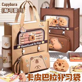 卡皮巴拉补习袋手提袋拎书袋学生补课包帆布书包小学生初中生书袋