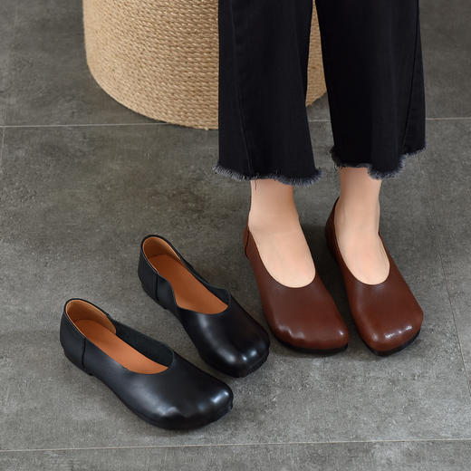 TN T6739-09懒人鞋真皮平底单鞋乐福鞋 商品图2