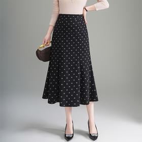 QYM 6323-Y印花长款鱼尾裙高腰包臀裙