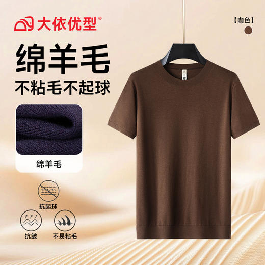 【绵羊毛】【DG】大依优型大码男装圆领短袖毛衣加肥加大码宽松毛线衫内搭针织衫男士上衣 商品图3