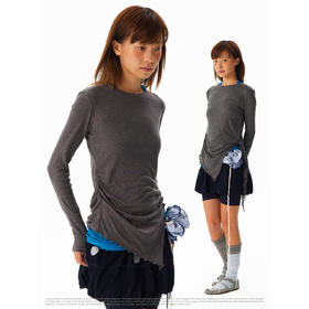 CryingCenter 天然桑蚕丝透气软糯亲肤 绑带收腰薄款打底长袖上衣