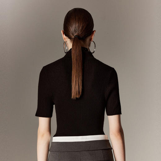 【帕罗】B3F | 100%山羊绒立领短袖针织衫 商品图2