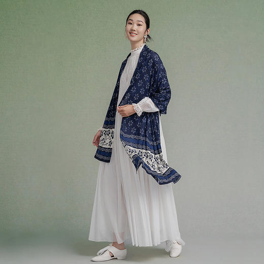 【林栖设计小店】（现货）绵羊毛毛织披肩传统印花百搭气质2025秋季新款围巾披肩女2904264B 商品图2