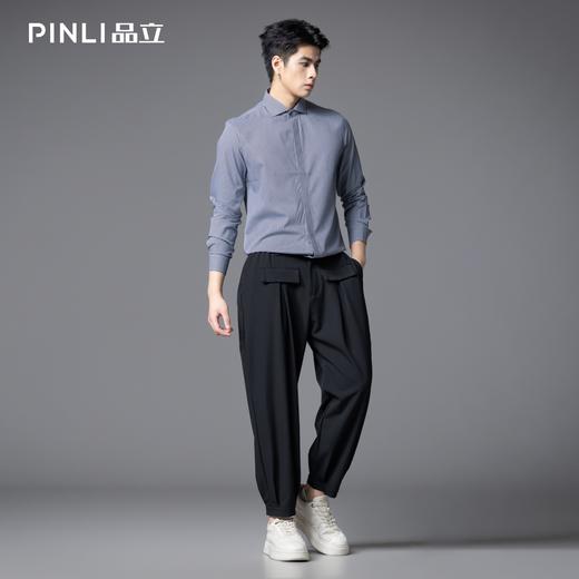 PINLI品立2025秋季新款千鸟格修身长袖衬衫男士商务休闲百搭衬衣GD253113051 商品图1