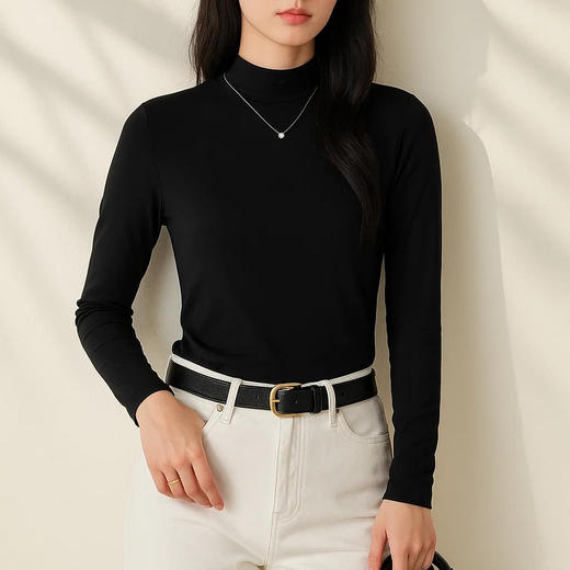 【39.9两件丨半高领面膜打底衫】德绒自发热黑科技！保暖升级，软糯亲肤，顺滑细腻！上身透气舒适，四面弹力不紧绷！单穿打底都百搭！ 商品图2