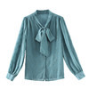 KQL 369H9981系带雪纺提花显瘦长袖上衣时尚气质衬衫 商品缩略图4