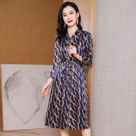 丁摩 重磅真丝连衣裙春夏新款桑蚕丝裙子中长款大牌5ZF-2353 商品图1