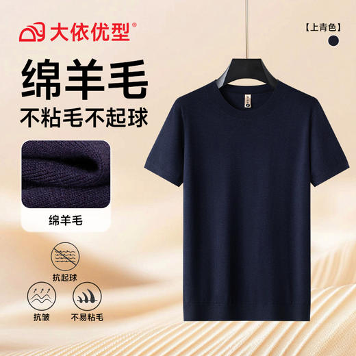 【绵羊毛】【DG】大依优型大码男装圆领短袖毛衣加肥加大码宽松毛线衫内搭针织衫男士上衣 商品图7