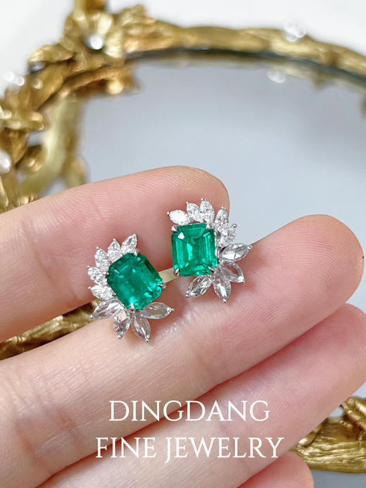 祖母绿 1&0.96 哥伦比亚 耳钉 商品图2