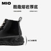 MIO米奥马丁靴圆头厚底钻饰绑带纯黑短筒时尚女靴M255653108 商品缩略图4