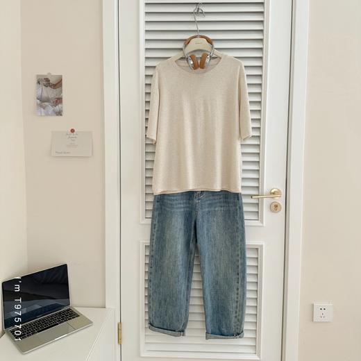 老米优品🎈3-5天发！日系文艺《 针织亚麻·宽松圆领短袖tee》软糯，薄款，夏日百搭!  T250825A 商品图5