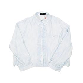 半身缘女装 秋季翻领门襟褶皱下摆抽绳衬衫253113U01040031