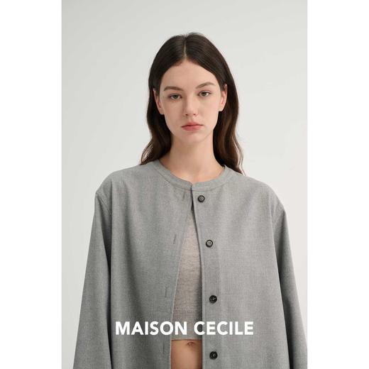 MAISON CECILE 复古羊毛软糯亲肤休闲通勤圆领随性风衬衫 商品图3