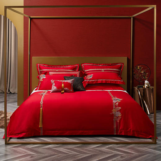 恐龙XS 【锦绣龙腾】60S长绒棉婚庆四件套/六件套 商品图0