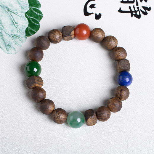 xy0570沉香+南红碧玉青金石非洲翠多宝手串 商品图0