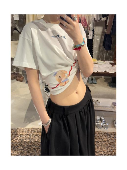 Kaiy Xiao 早秋系列 红线小兔子插画短T 商品图4
