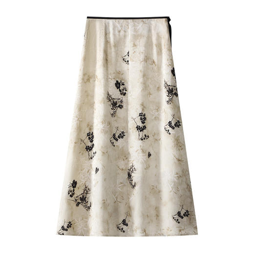 丁摩 国风水墨画醋酸半身裙女春夏季新款垂坠感气质长裙高腰A字型裙5ZF-32593 商品图1