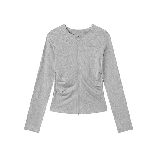 CryingCenter凉感天丝莫代尔亲肤透气紧身收腰 拉链长袖上衣外套 商品图3