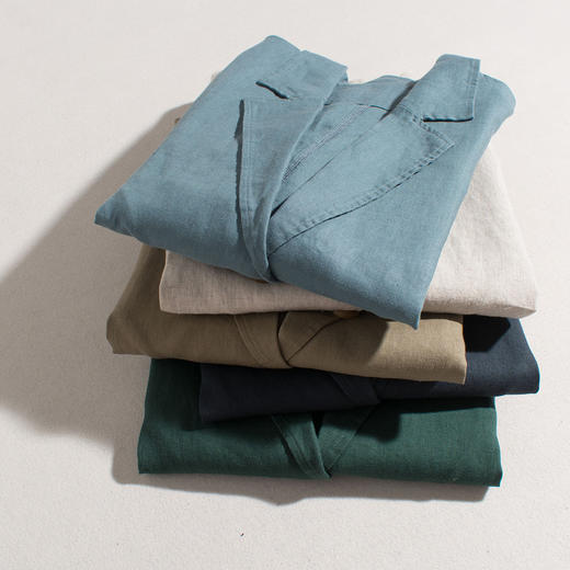 百媚生 纯亚麻休闲文艺宽松气质长袖小西服上衣外套X377 商品图3